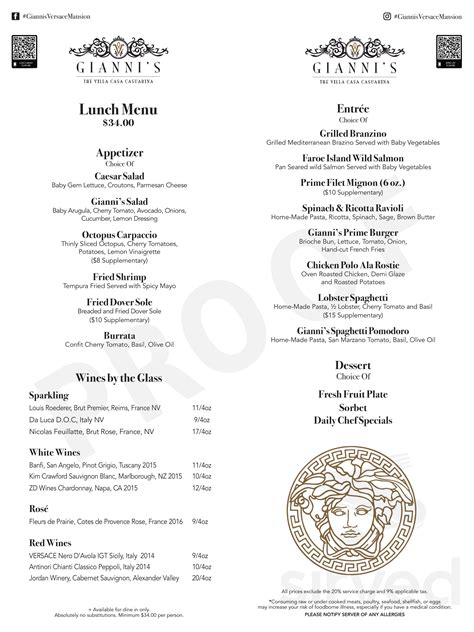 gianni versace restaurant menu price|versace mansion restaurant reservations.